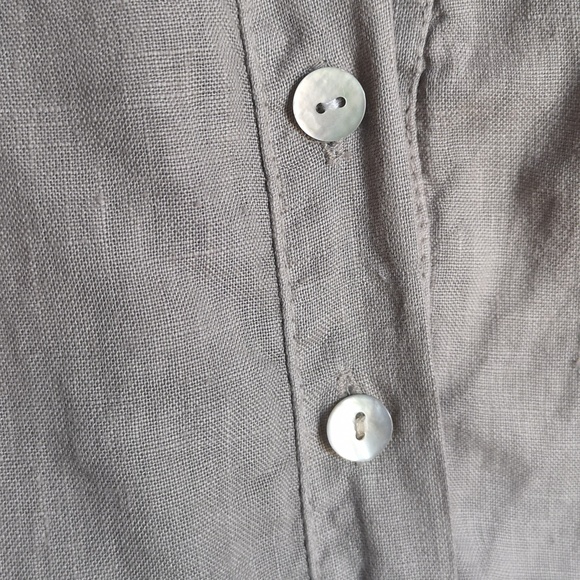 Terzo Millenio 100% Linen Grey Fitted Midi dress 3/4 Sleeve - Picture 2 of 5